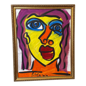 1970s Abstract Peter Keil Original Oil on Foam Board Framed Painting