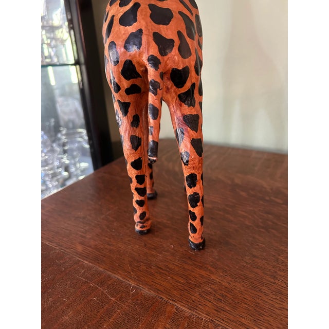 1970s 1970’s 18” Leather Wrapped Hand Painted Giraffe Model For Sale - Image 5 of 9