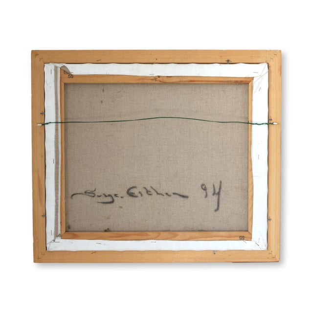 Vivid Normandy Harbor Scene Oil Painting, Signed For Sale - Image 4 of 4