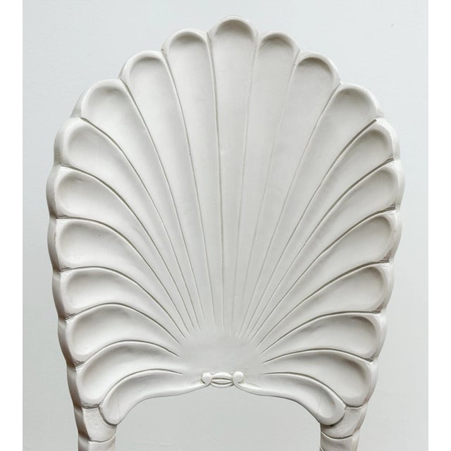 Antique White Vintage Coastal Regency Grotto Style Shell Back Counter Stools, a Pair For Sale - Image 8 of 13