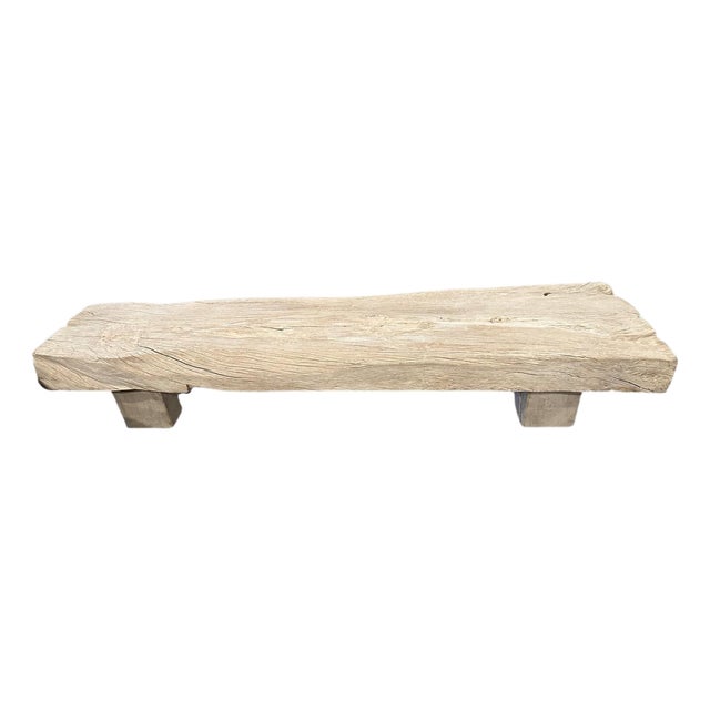 Andrianna Shamaris Bleached Teak Wood Log Bench or Coffee Table For Sale