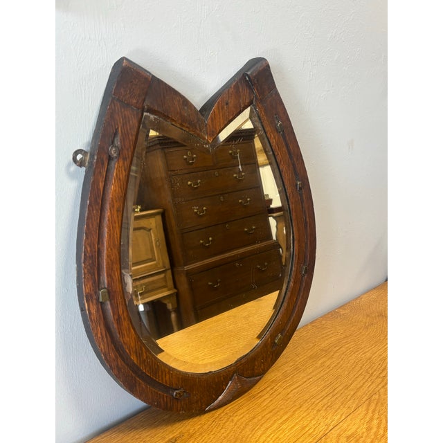Rustic European Antique French Horseshoe Mirror For Sale - Image 3 of 6