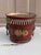 Metal French Red & Gold Tole Cachepot With Lion Head Handles and Pierced Gallery Rim For Sale - Image 7 of 10