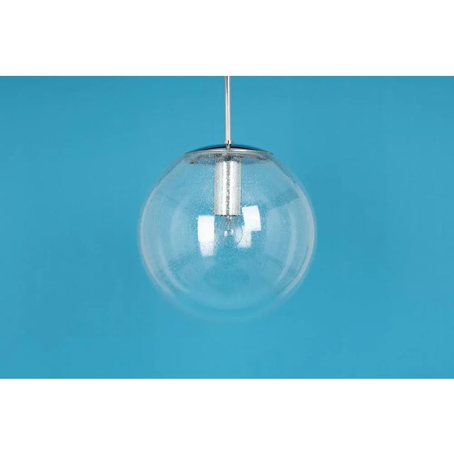 Large Chrome with Clear Glass Ball Pendant from Limburg, Germany, 1970s For Sale - Image 4 of 7