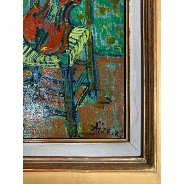 French Paul Aizpiri (1919-2016) Violin on a Chair Oil Painting on Canvas Modern 20th Century For Sale - Image 3 of 5