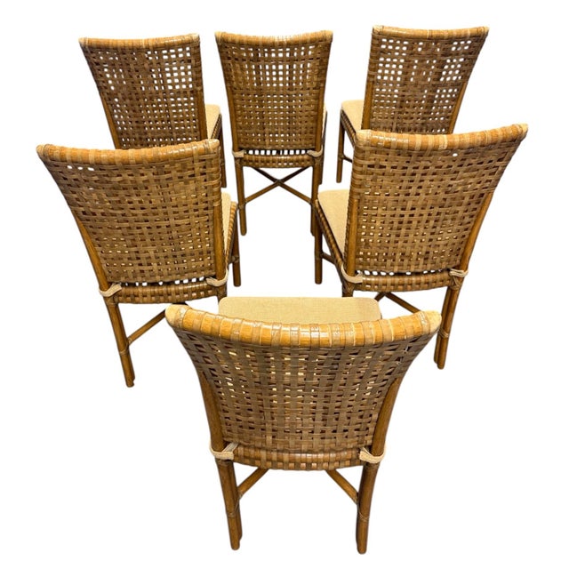 McGuire Ste/6 McGuire High Back Leather Dining Chairs For Sale - Image 4 of 12