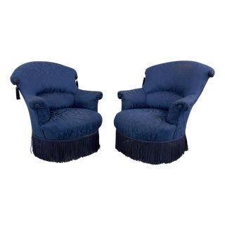Fringed French Armchairs - A Pair For Sale