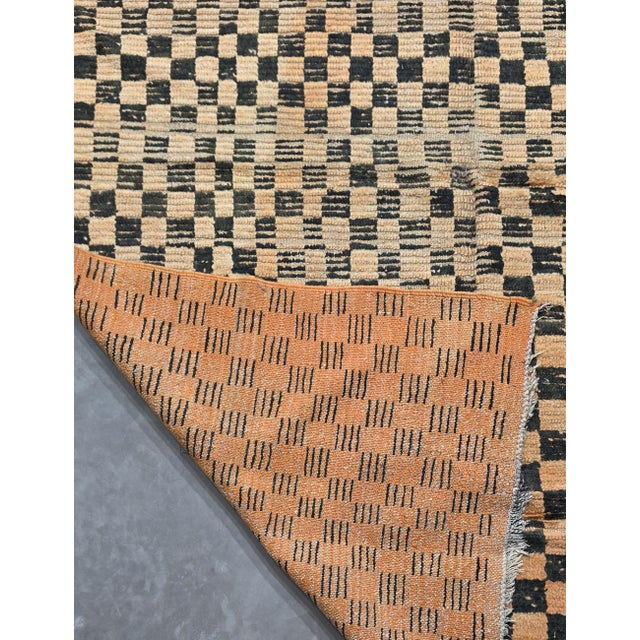 1960s Checkered Moroccan Rug - 7.4 X 5.6 Ft For Sale - Image 4 of 8