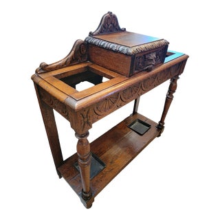 19thc English Oak Umbrella Console Table For Sale