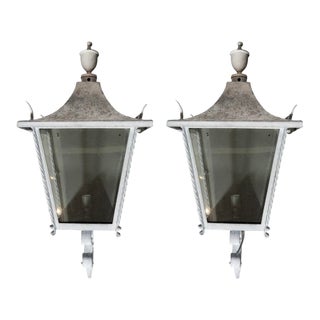 1950s Classical Style Exterior Wall Lanterns - Pair For Sale