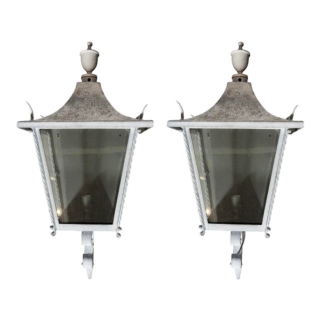 Pair of Classical Style Exterior Wall Lanterns For Sale