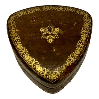 1920's Vintage Heart Shaped Italian Leather Box For Sale