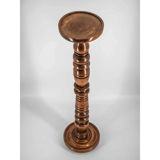 Wooden Column Pedestal in Oak For Sale - Image 6 of 6