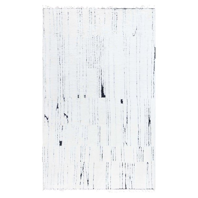 Modern Moroccan High-Low Wool Rug in Black and White by Doris Leslie Blau For Sale