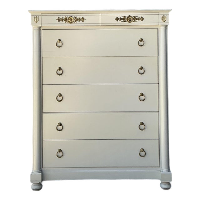 Vintage John Stuart for Johnson Furniture Neoclassical Tall Chest of Drawers For Sale