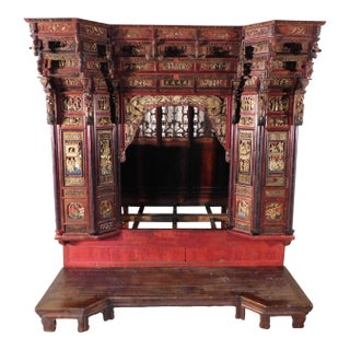 Museum Quality Circa 1820s Antique Chinese Opium Wedding Bed Intricately Carved. For Sale