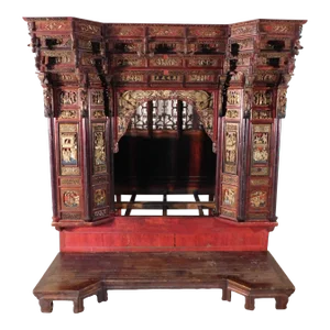 Museum Quality Circa 1820s Antique Chinese Opium Wedding Bed Intricately Carved.
