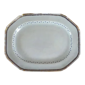 Early 19th Century Large Chinese Export American Market Parcel Gilt Porcelain Platter