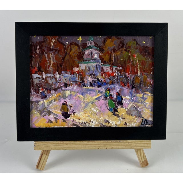 Impressionist Oil Painting Evening Arrival at Church Oleksiy Ivanyuk For Sale - Image 3 of 11