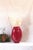 An extra large lipstick red vase in an Art Deco fan style from the 1980s. Has a great scalloped or large ribbed design....