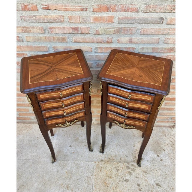 French Louis XV Tulipwood Veneer Bedside Tables or Nightstands, Set of 2 For Sale - Image 12 of 18