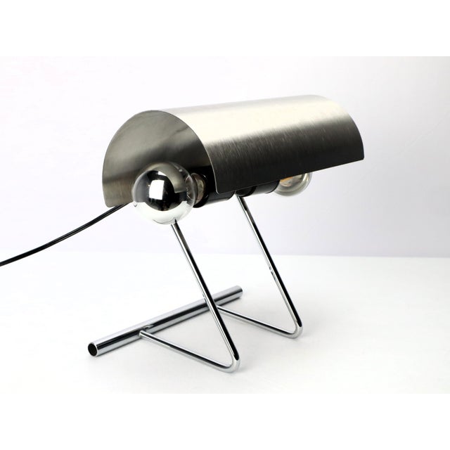 Vintage Stainless Steel Table Lamp in the style of François Monnet, 1970s For Sale - Image 9 of 13