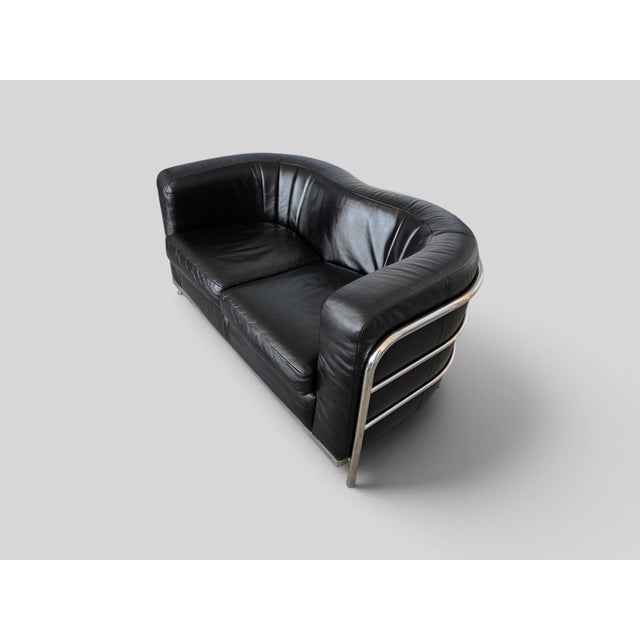 Italian Onda Black Leather Sofa by De Pas, Durbino and Lomazzi for Zanotta, 1995 For Sale - Image 10 of 18