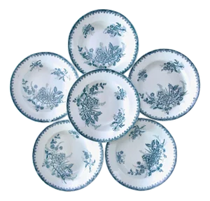 French Plates in Eartenware, Set of 6