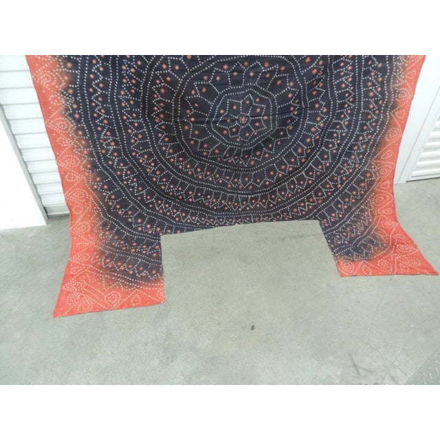 Orange & Black Tie Dye Asian Fabric Panel or Cloth Aka Shibori For Sale - Image 4 of 7