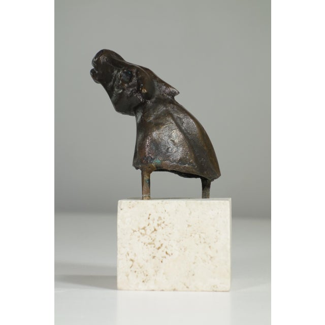 Modern Bruno Cassinari, Horse Head Sculpture, 1970s, Bronze on Travertine Base For Sale - Image 3 of 8