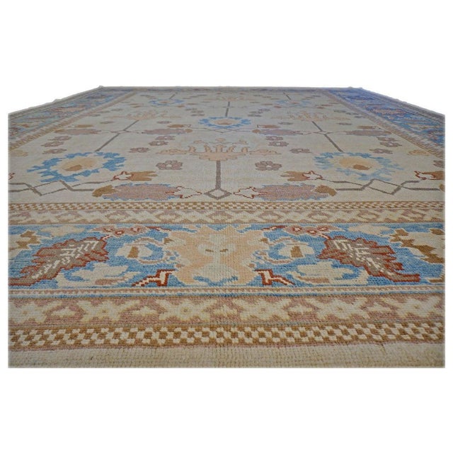 Turkish Oushak 13X15 Tan, Blue & Red Handmade Area Rug #1140830