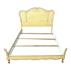 National of Mount Airy Louis XV Painted Cherry Wood Full Size Bed - Vintage Mid 20th Century