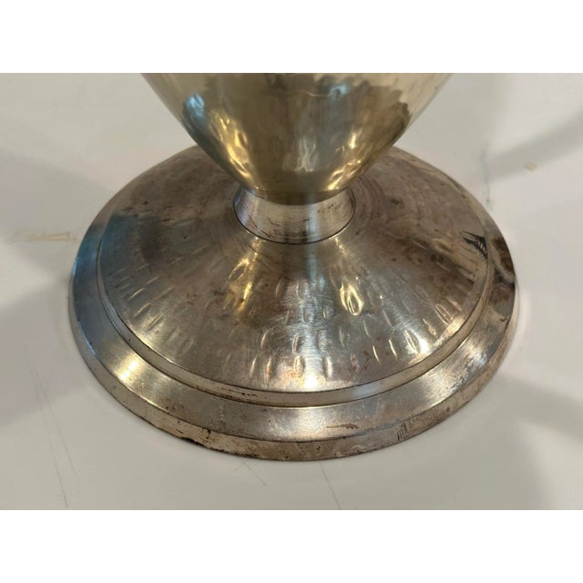 Shabby Chic Shabby Chic Hammered Silvered Brass Trophy Vase For Sale - Image 3 of 10