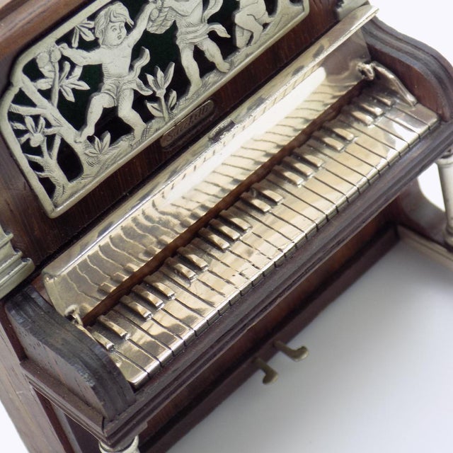 Brown Vintage Italian Silver and Wood Silversmith Piano Figurine by Sacchetti, Tuscany, 1980s For Sale - Image 8 of 15