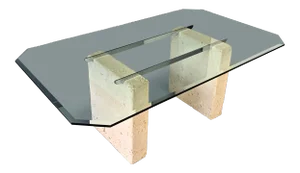 1980s Postmodern Ceramic, Glass, and Chrome Dining Table