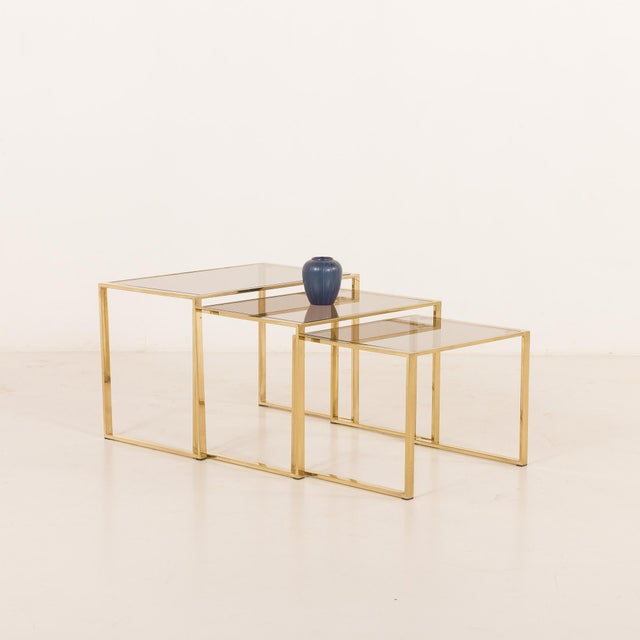 Vintage Brass Nesting Tables, Italy, 1970s, Set of 3 For Sale - Image 12 of 12
