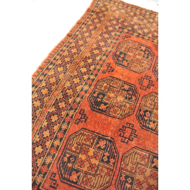 Tribal Ersari Burnt Orange, Copper, Rust, Camel & Indigo Square Rug - 8.7 x 9.2 For Sale - Image 3 of 13