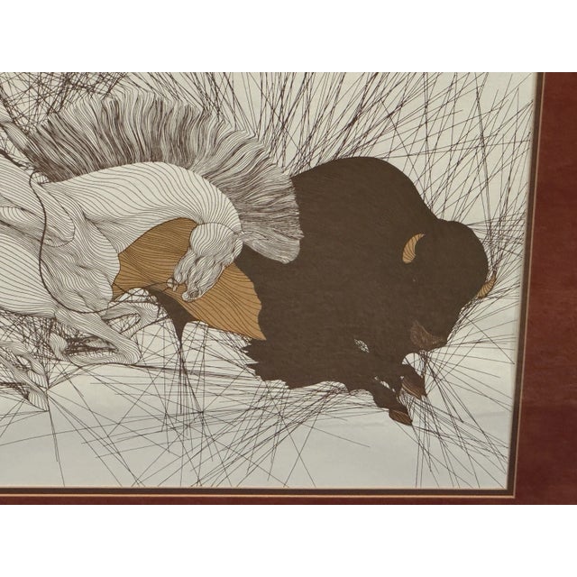 Late 20th Century Guillaume Azoulay (1949-) Matted & Framed Original Etching "La Bete" For Sale - Image 4 of 6