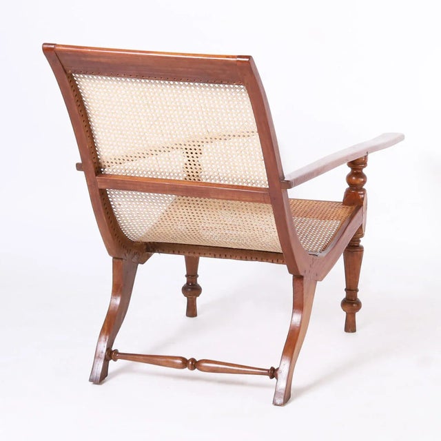 Pair of Antique Caned British Colonial Planters Chairs For Sale In West Palm - Image 6 of 11