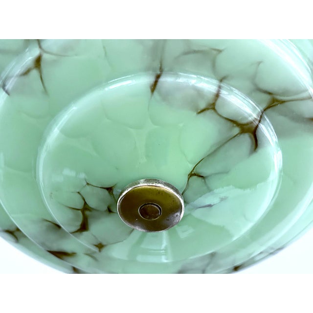 Art Deco Pendant Light in Green Marble Glass, 1930s For Sale - Image 17 of 18