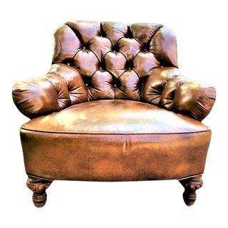 Baker Furniture Vintage Leather Chesterfield Club Chair - Mid 20th Century For Sale