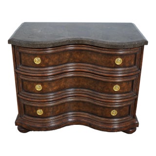 Maitland Smith Marble Top 3 Drawer Continental Commode Chest For Sale