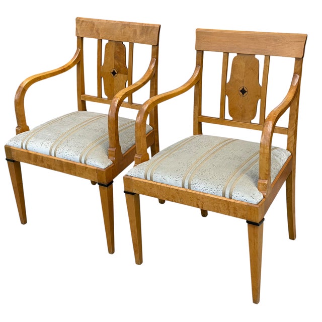 Pair of Antique Austrian Biedermeier Style Arm Chairs For Sale - Image 4 of 8