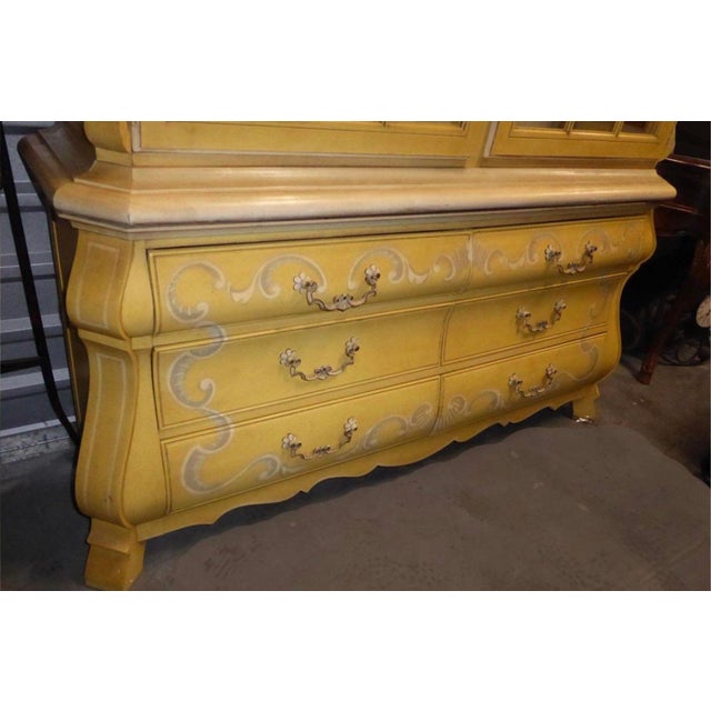 Wood Drexel French Country Yellow China Cabinet For Sale - Image 7 of 10