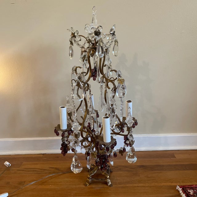 Early 20th Century Early 20th Century Italian Crystal Candelabra Lamp For Sale - Image 5 of 5