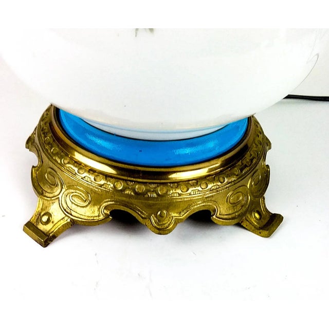 Victorian Hand Painted Glass Table Lamp For Sale - Image 10 of 13