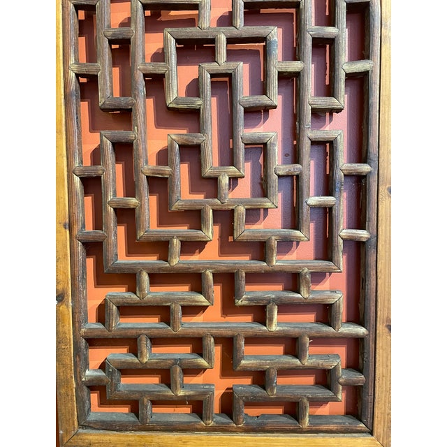 Early Pair of Chinese Wooden Screens | Chairish