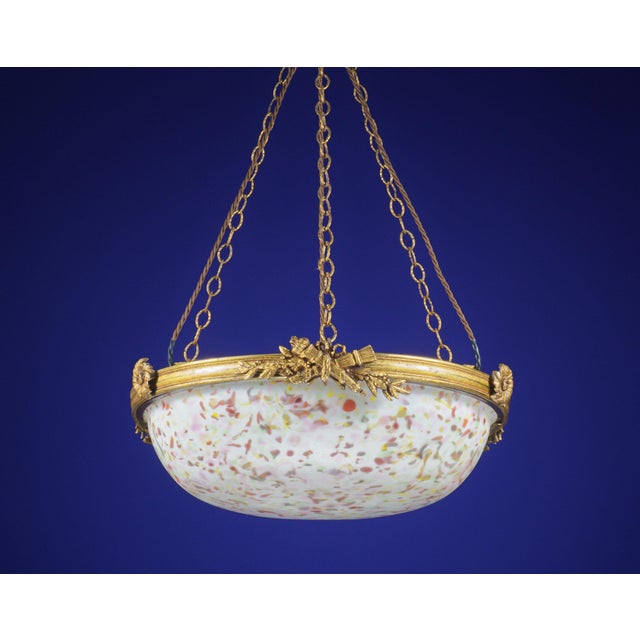 Gold Antique French Glass & Gilt Bronze Tutti Frutti Ceiling Light, 1920s For Sale - Image 8 of 8