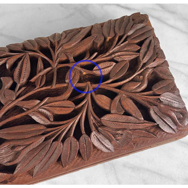 Vintage Traditional Walnut Heavily Carved Storage Box For Sale - Image 10 of 11