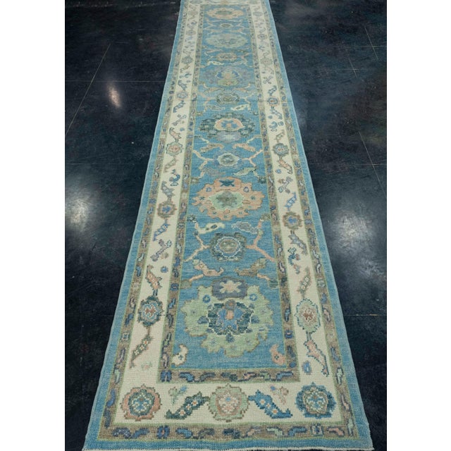 Turkish Turkish Oushak Runner Rug 2'11" x 13'2" #17192 For Sale - Image 3 of 8